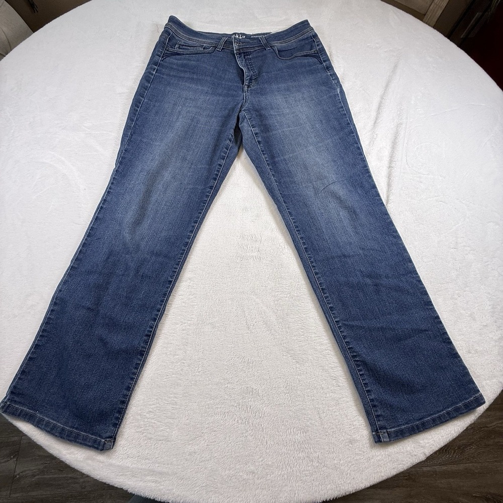 Style & Co Straight Leg Jeans Women's‎ 12S Short Blue Stretch Mid Rise Denim